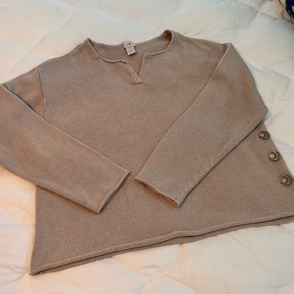 J. Jill Sweaters - J JILL Sweater Cropped Split Neck Pullover. Long Sleeve. Side Buttons. Medium.